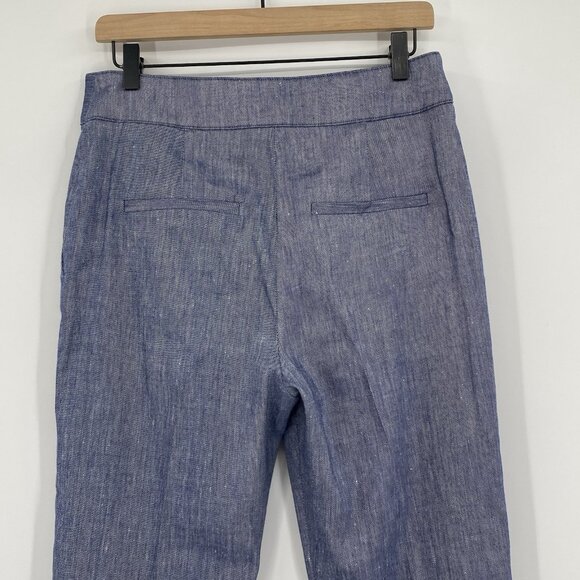 Veronica Beard Size 8 Blue Renzo Linen Blend Cropped Pants - Picture 8 of 14